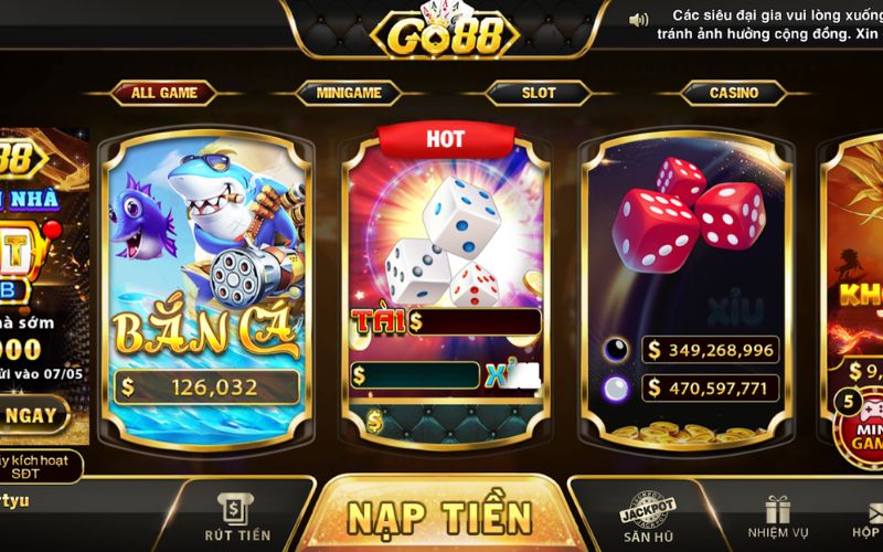 Danh sách kho tàng game Go88 trực tuyến